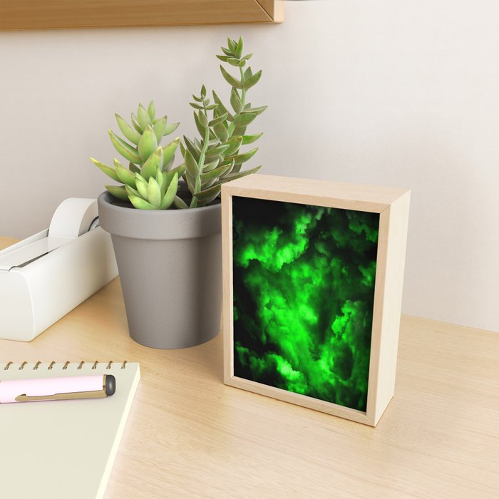 Envy - Abstract In Black And Neon Green Mini Art Print Gallery Image 2