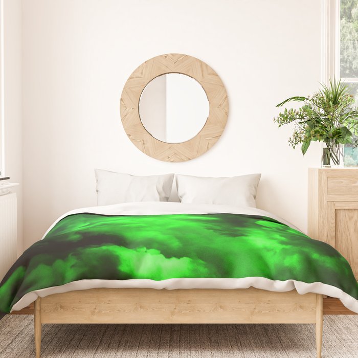 Envy - Abstract In Black And Neon Green Duvet Cover Gallery Image 3