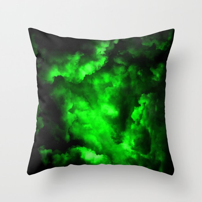 Envy - Abstract In Black And Neon Green Throw Pillow Gallery Image 6
