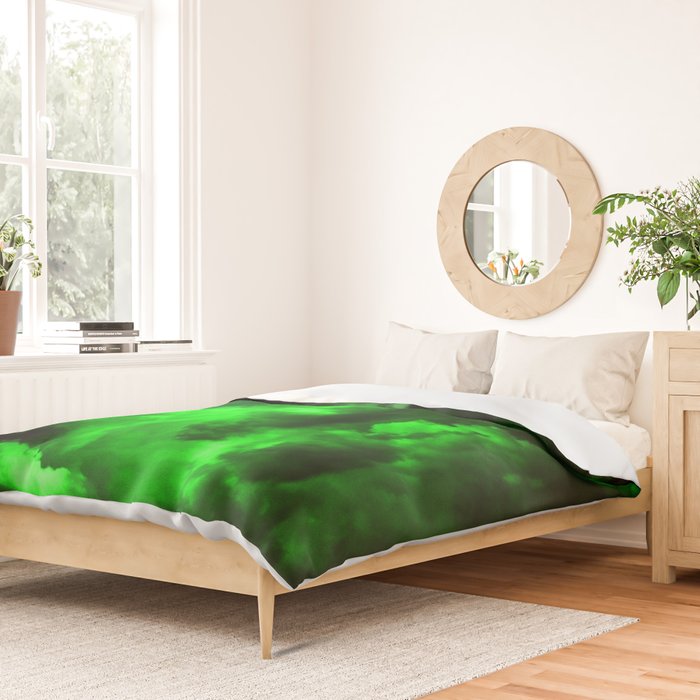 Envy - Abstract In Black And Neon Green Duvet Cover Gallery Image 2