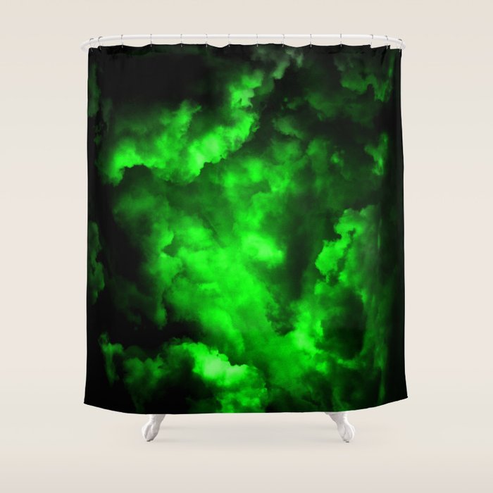 Envy - Abstract In Black And Neon Green Shower Curtain Gallery Image 1