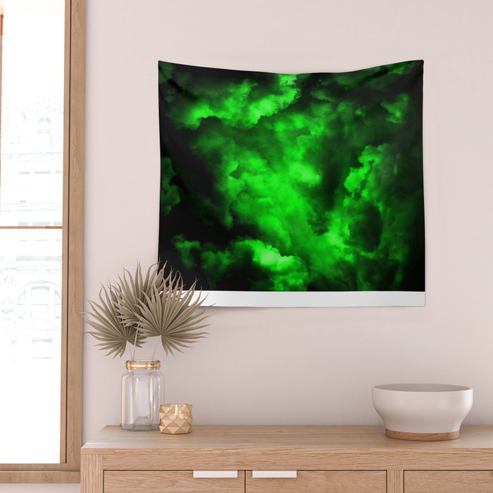 Envy - Abstract In Black And Neon Green Wall Tapestry Gallery Image 2