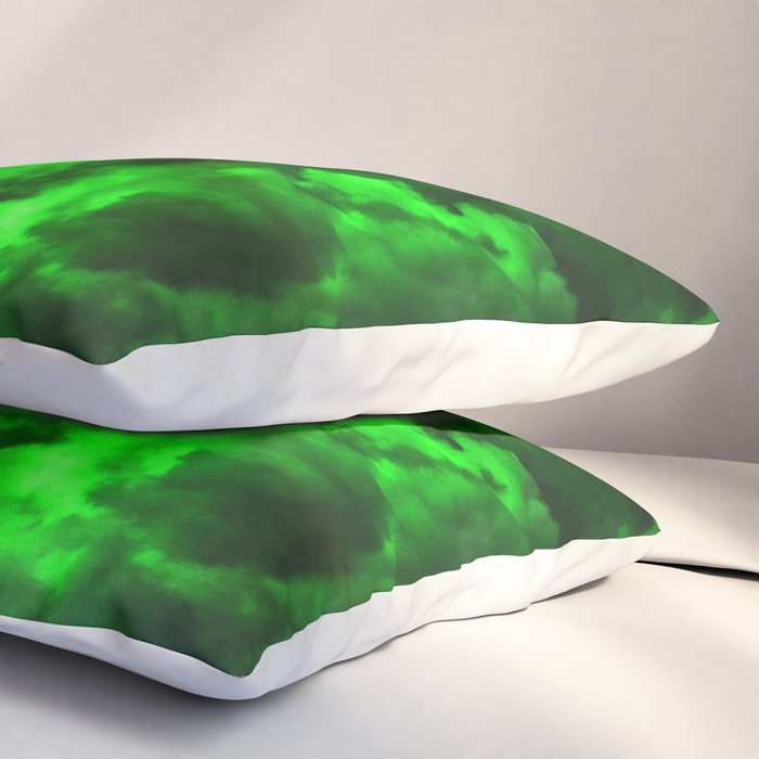 Envy - Abstract In Black And Neon Green Pillow Sham Gallery Image 3