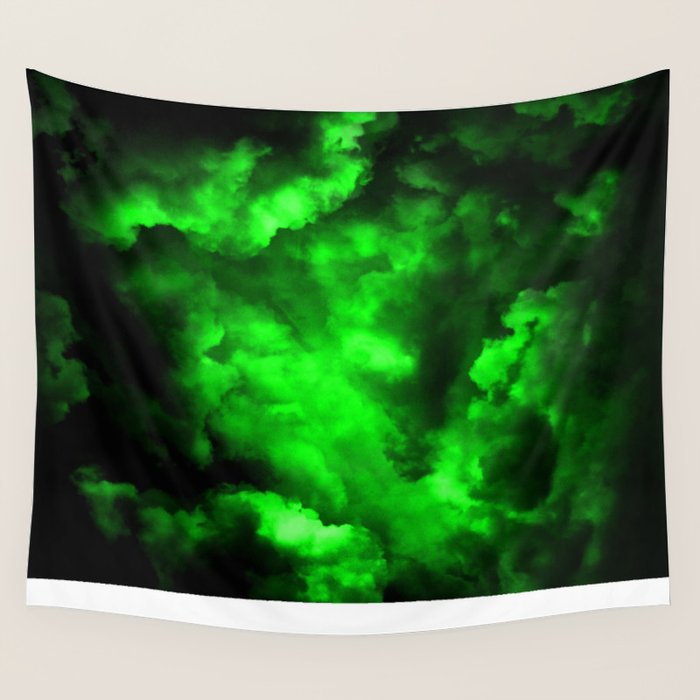 Envy - Abstract In Black And Neon Green Wall Tapestry Gallery Image 1