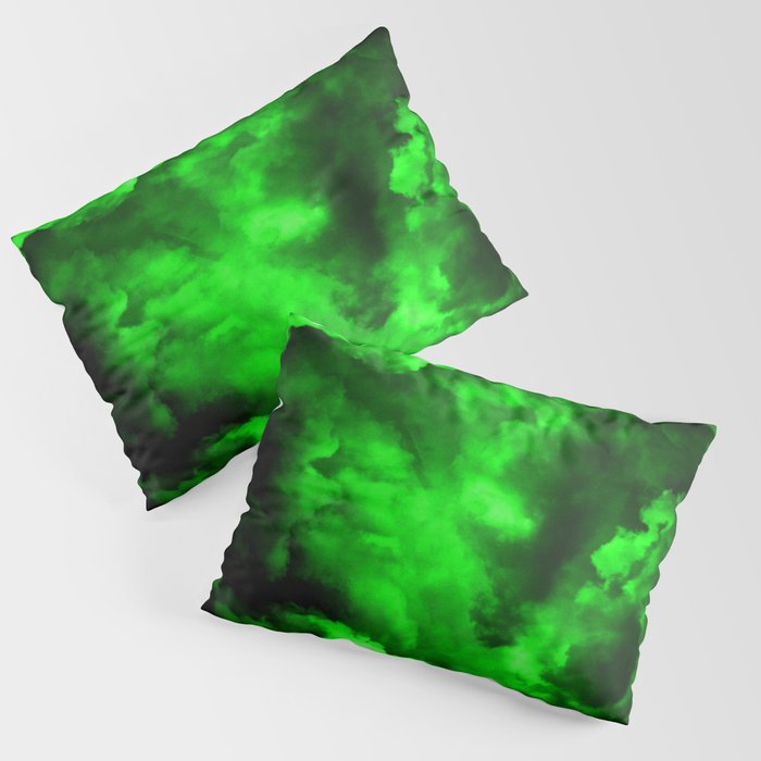 Envy - Abstract In Black And Neon Green Pillow Sham Gallery Image 3