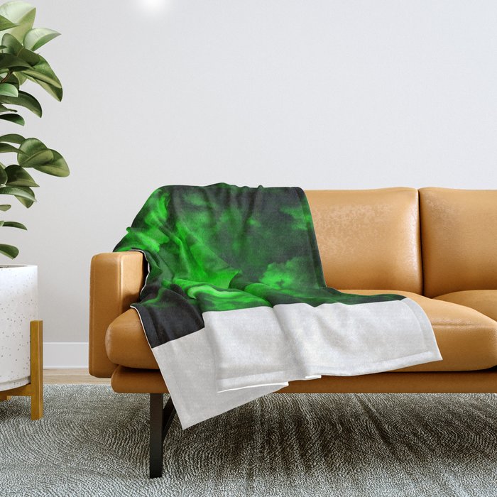 Envy - Abstract In Black And Neon Green Throw Blanket Gallery Image 1