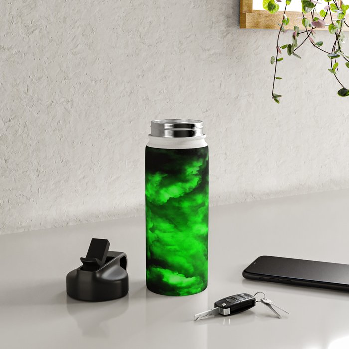 Envy - Abstract In Black And Neon Green Water Bottle Gallery Image 5