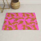 Abstract leopard with red lips illustration in fuchsia background  Rug Gallery Image 1