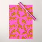 Abstract leopard with red lips illustration in fuchsia background  Wrapping Paper Gallery Image 1