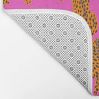 Abstract leopard with red lips illustration in fuchsia background  Bath Mat Gallery Image 2