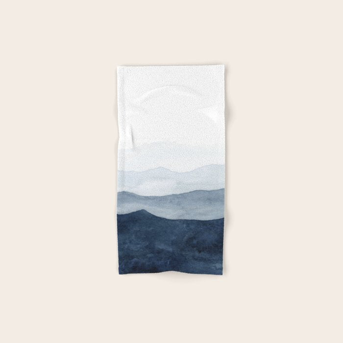 Indigo Abstract Watercolor Mountains Bath Towel Gallery Image 1