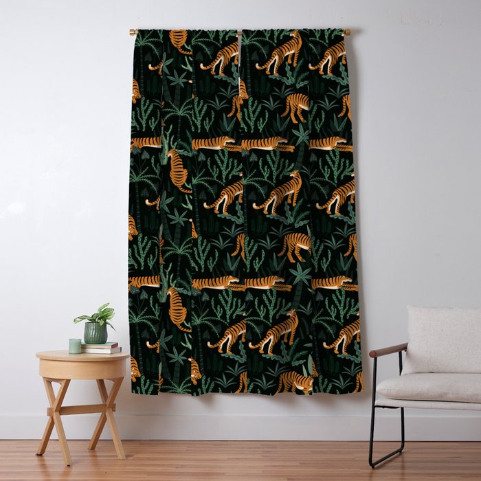 Evening Prowl, Tiger Prints Window Curtain Gallery Image 1