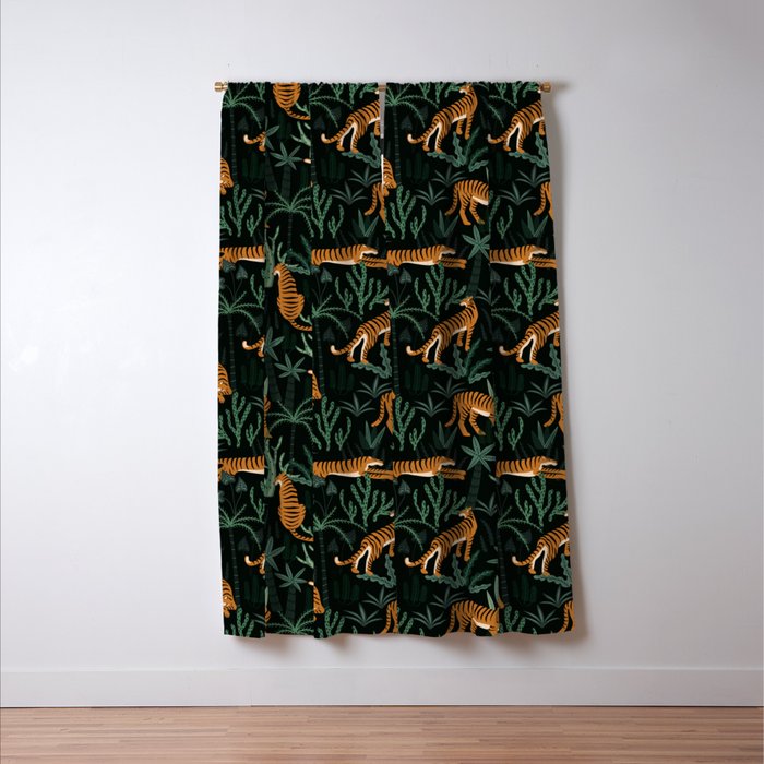 Evening Prowl, Tiger Prints Window Curtain Gallery Image 3