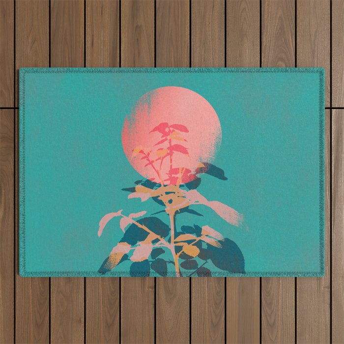 Flower noir Outdoor Rug Gallery Image 1