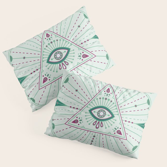 Evil Eye Mandala - Mint Pillow Sham Gallery Image 3