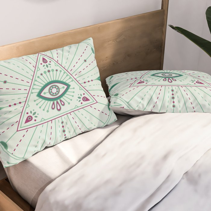 Evil Eye Mandala - Mint Pillow Sham Gallery Image 2