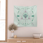 Evil Eye Mandala - Mint Wall Tapestry Gallery Image 2