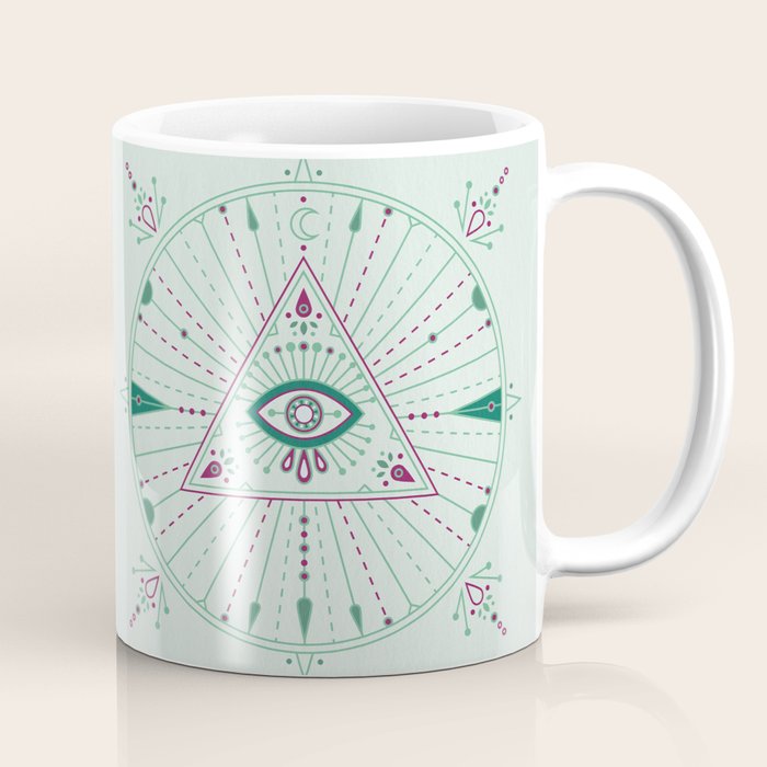 Evil Eye Mandala - Mint Coffee Mug Gallery Image 1