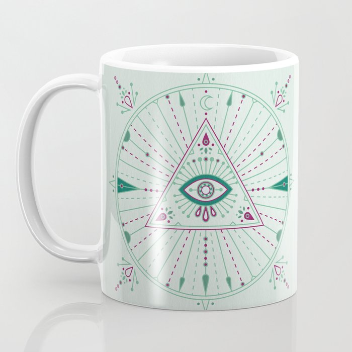 Evil Eye Mandala - Mint Coffee Mug Gallery Image 3