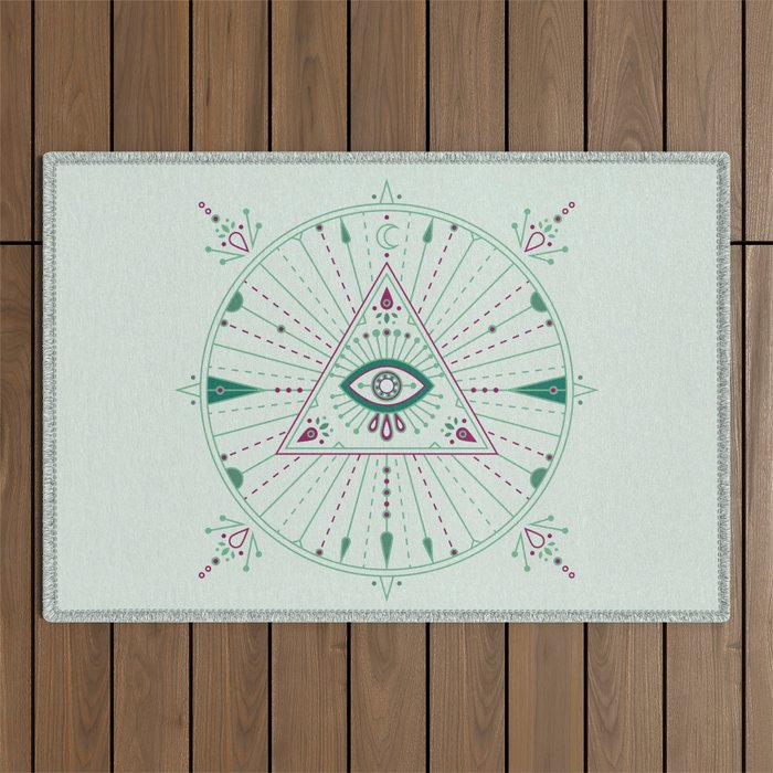 Evil Eye Mandala - Mint Outdoor Rug Gallery Image 1
