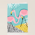 Bro - wacka design memphis throwback minimal retro hipster 1980s 80s neon pop art flamingo lawn Stationery Card Gallery Image 2