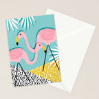 Bro - wacka design memphis throwback minimal retro hipster 1980s 80s neon pop art flamingo lawn Stationery Card Gallery Image 2