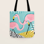 Bro - wacka design memphis throwback minimal retro hipster 1980s 80s neon pop art flamingo lawn Tote Bag Gallery Image 1