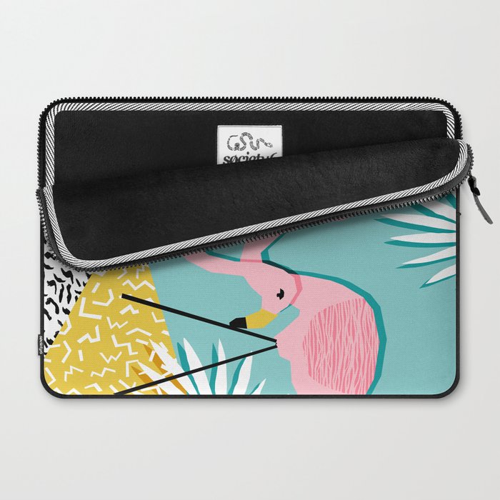 Bro - wacka design memphis throwback minimal retro hipster 1980s 80s neon pop art flamingo lawn Laptop Sleeve Gallery Image 2