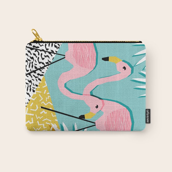 Bro - wacka design memphis throwback minimal retro hipster 1980s 80s neon pop art flamingo lawn Carry All Pouch Gallery Image 1