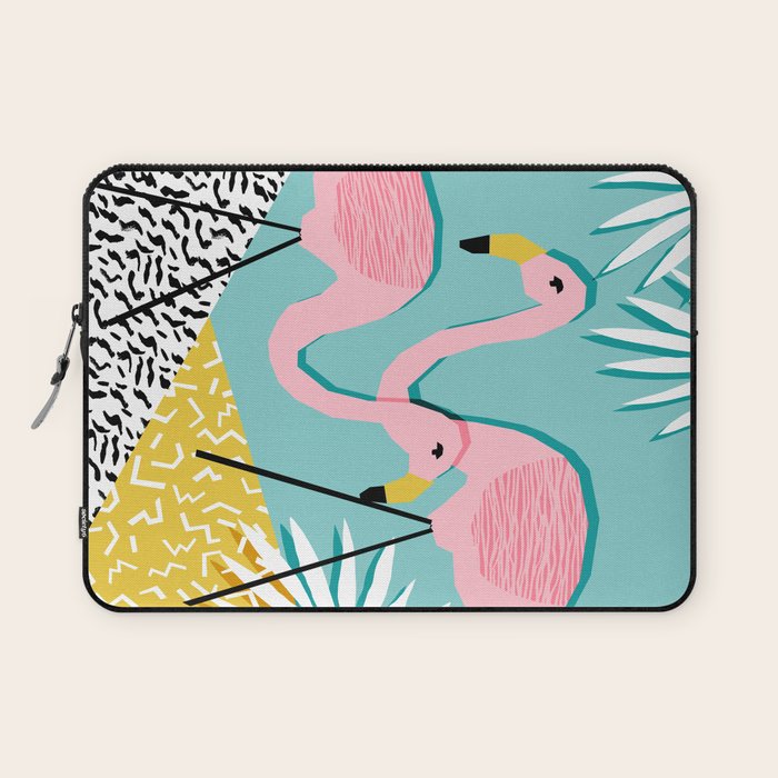 Bro - wacka design memphis throwback minimal retro hipster 1980s 80s neon pop art flamingo lawn Laptop Sleeve Gallery Image 1