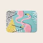 Bro - wacka design memphis throwback minimal retro hipster 1980s 80s neon pop art flamingo lawn Bath Mat Gallery Image 1