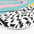 Bro - wacka design memphis throwback minimal retro hipster 1980s 80s neon pop art flamingo lawn Bath Mat Gallery Image 3