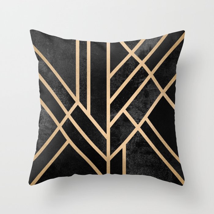 Art Deco Black Throw Pillow Gallery Image 6