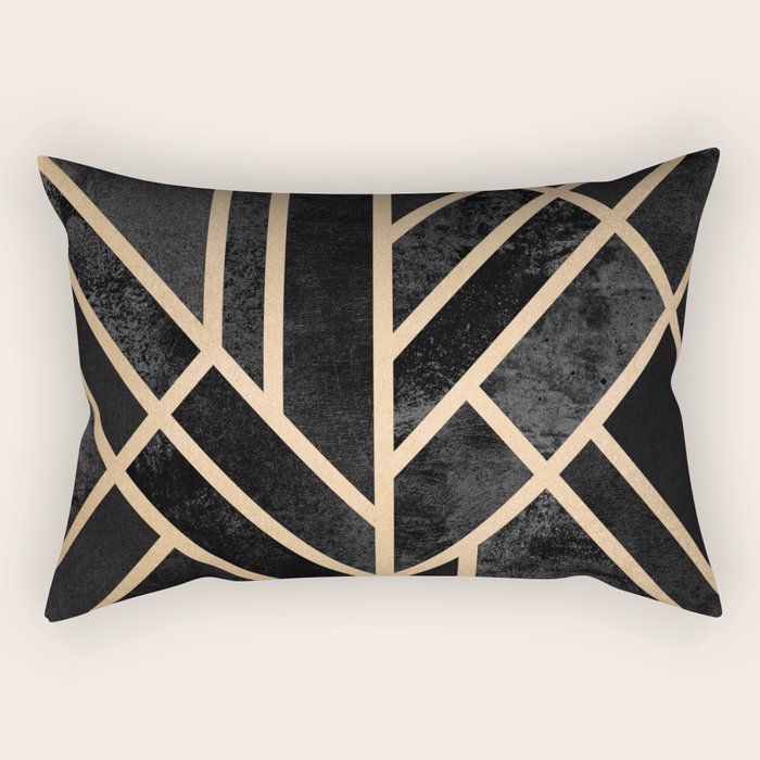 Art Deco Black Rectangular Pillow Gallery Image 2