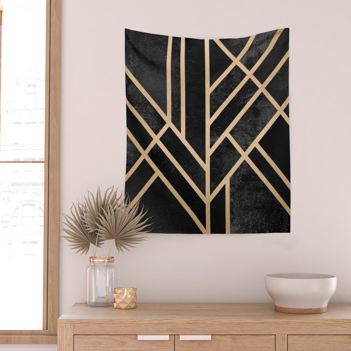 Art Deco Black Wall Tapestry Gallery Image 2