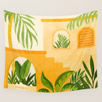 Garden Hacienda / Whimsical Landscape Illustration Wall Tapestry Gallery Image 4