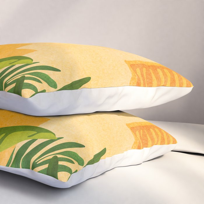 Garden Hacienda / Whimsical Landscape Illustration Pillow Sham Gallery Image 3