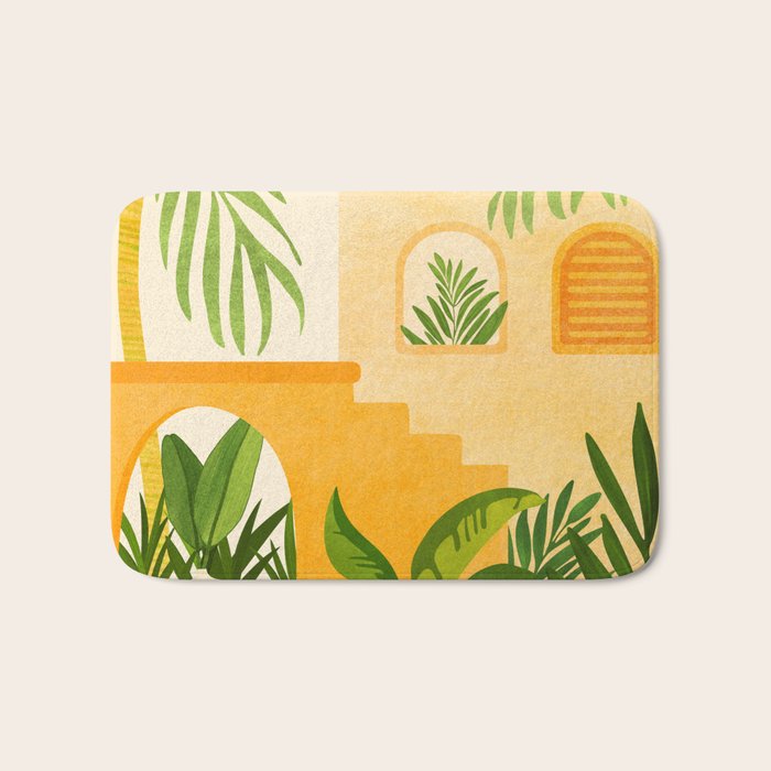 Garden Hacienda / Whimsical Landscape Illustration Bath Mat Gallery Image 1