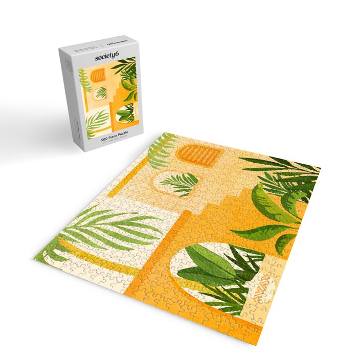 Garden Hacienda / Whimsical Landscape Illustration Jigsaw Puzzle Gallery Image 2