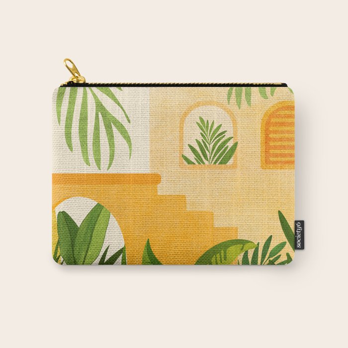 Garden Hacienda / Whimsical Landscape Illustration Carry All Pouch Gallery Image 1
