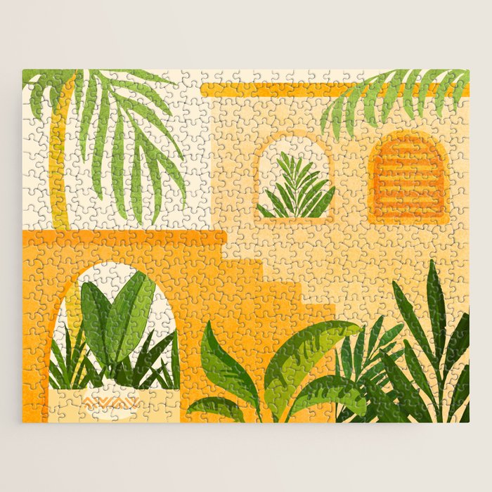Garden Hacienda / Whimsical Landscape Illustration Jigsaw Puzzle Gallery Image 1