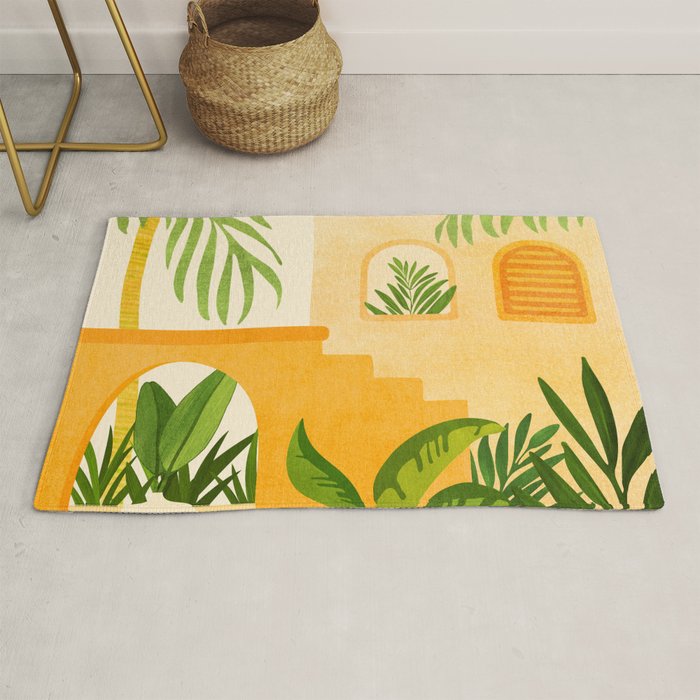 Garden Hacienda / Whimsical Landscape Illustration Rug Gallery Image 1