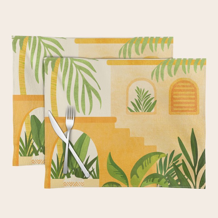 Garden Hacienda / Whimsical Landscape Illustration Placemat Gallery Image 1