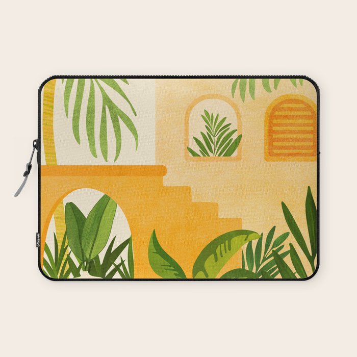 Garden Hacienda / Whimsical Landscape Illustration Laptop Sleeve Gallery Image 1