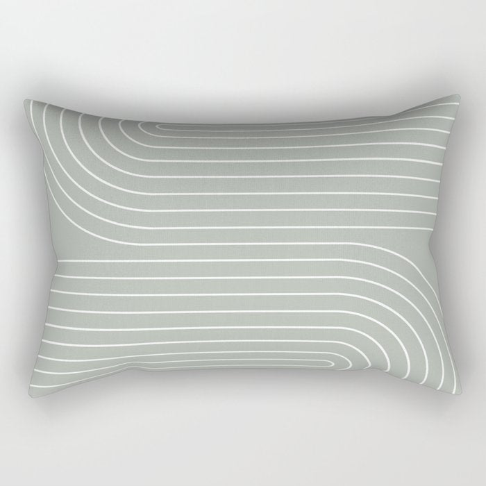Minimal Line Curvature LXXXIX Pastel Sage Green Mid Century Modern Arch Abstract Rectangular Pillow Gallery Image 2
