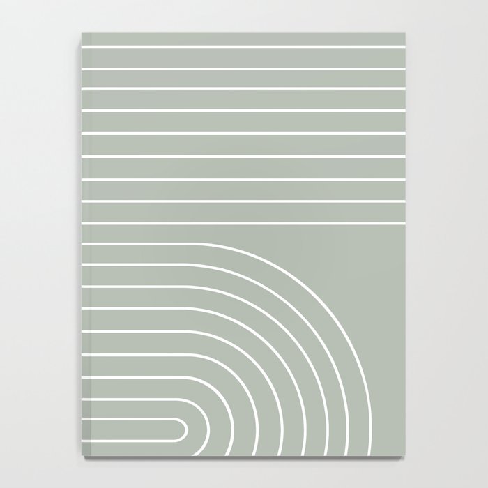 Minimal Line Curvature LXXXIX Pastel Sage Green Mid Century Modern Arch Abstract Notebook Gallery Image 4
