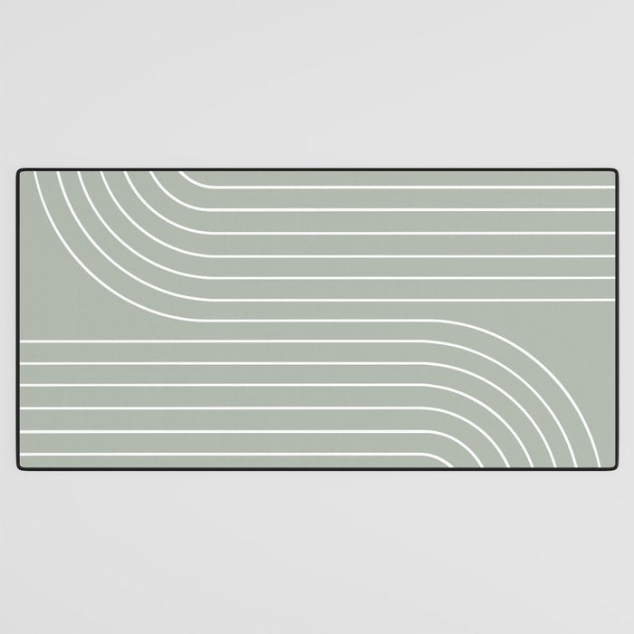Minimal Line Curvature LXXXIX Pastel Sage Green Mid Century Modern Arch Abstract Desk Mat Gallery Image 3