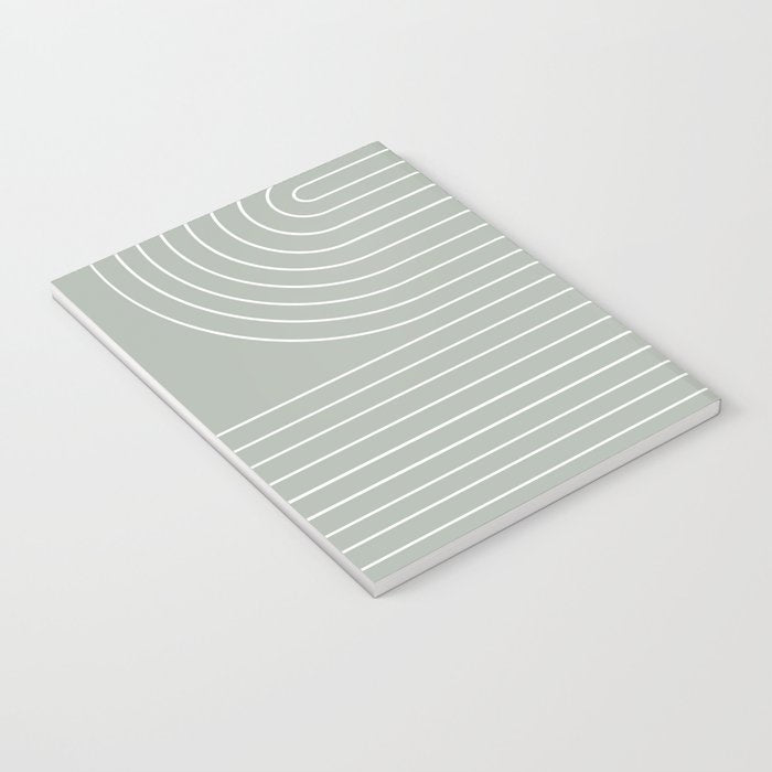Minimal Line Curvature LXXXIX Pastel Sage Green Mid Century Modern Arch Abstract Notebook Gallery Image 3