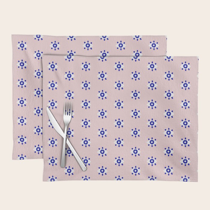 Evil Eye Dots - Navy & Blush Palette Placemat Gallery Image 1