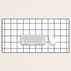 Grid Pattern Stripes Lines Black and White Minimalist Geometric Stripe Line Drawing Desk Mat Gallery Image 1